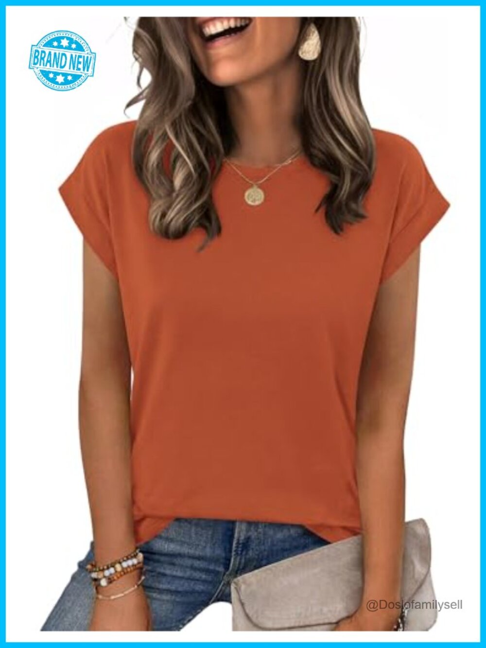 Women's Cap Sleeve Crew Neck T-Shirt Casual Business Blouse